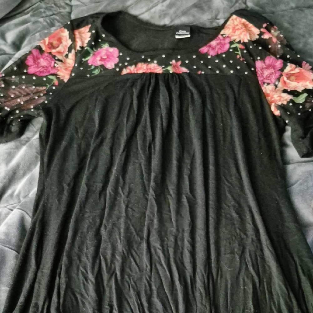 Black Dress with Floral Sleeves